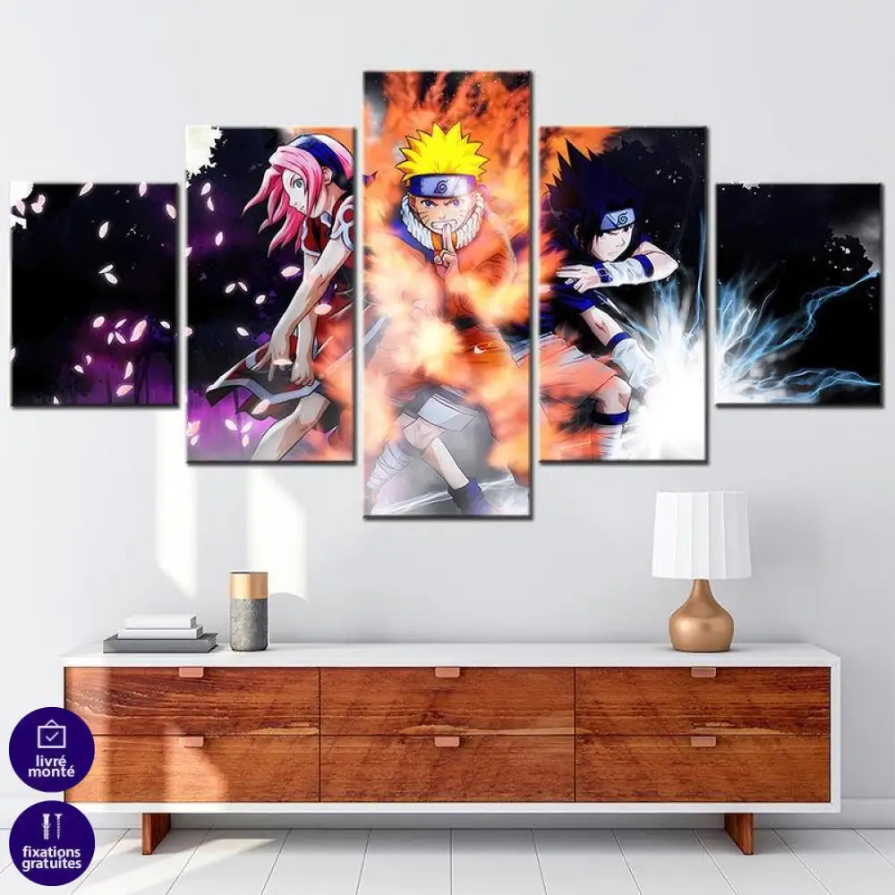 Tableau Naruto 5 Parties Le Trio Légendaire de Konoha - Montableaudeco