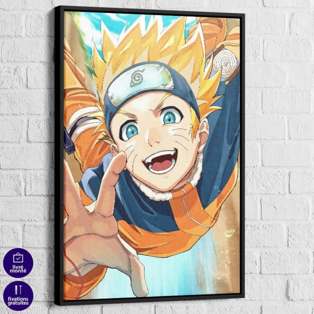 Tableau pop culture Naruto avec couleurs vives et fond dynamique