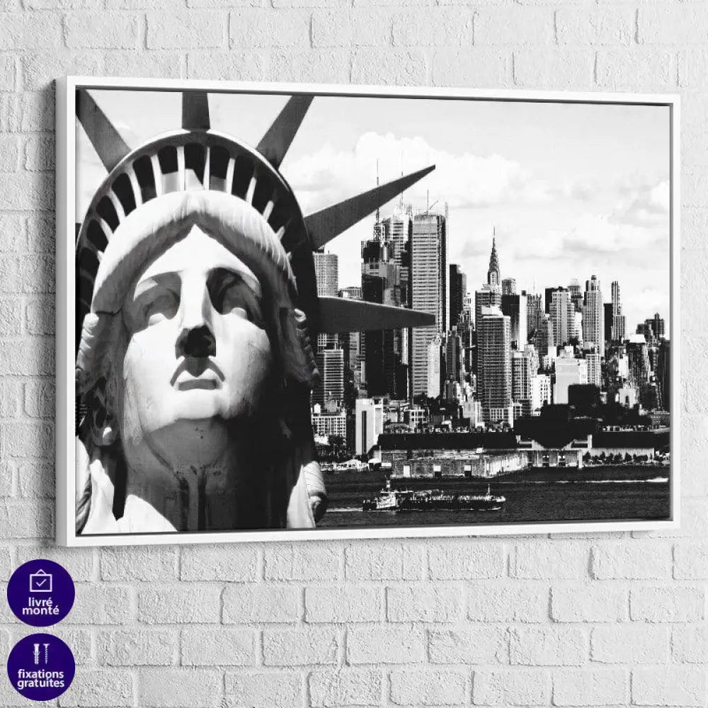 Tableau New York Noir et Blanc Liberty - Montableaudeco