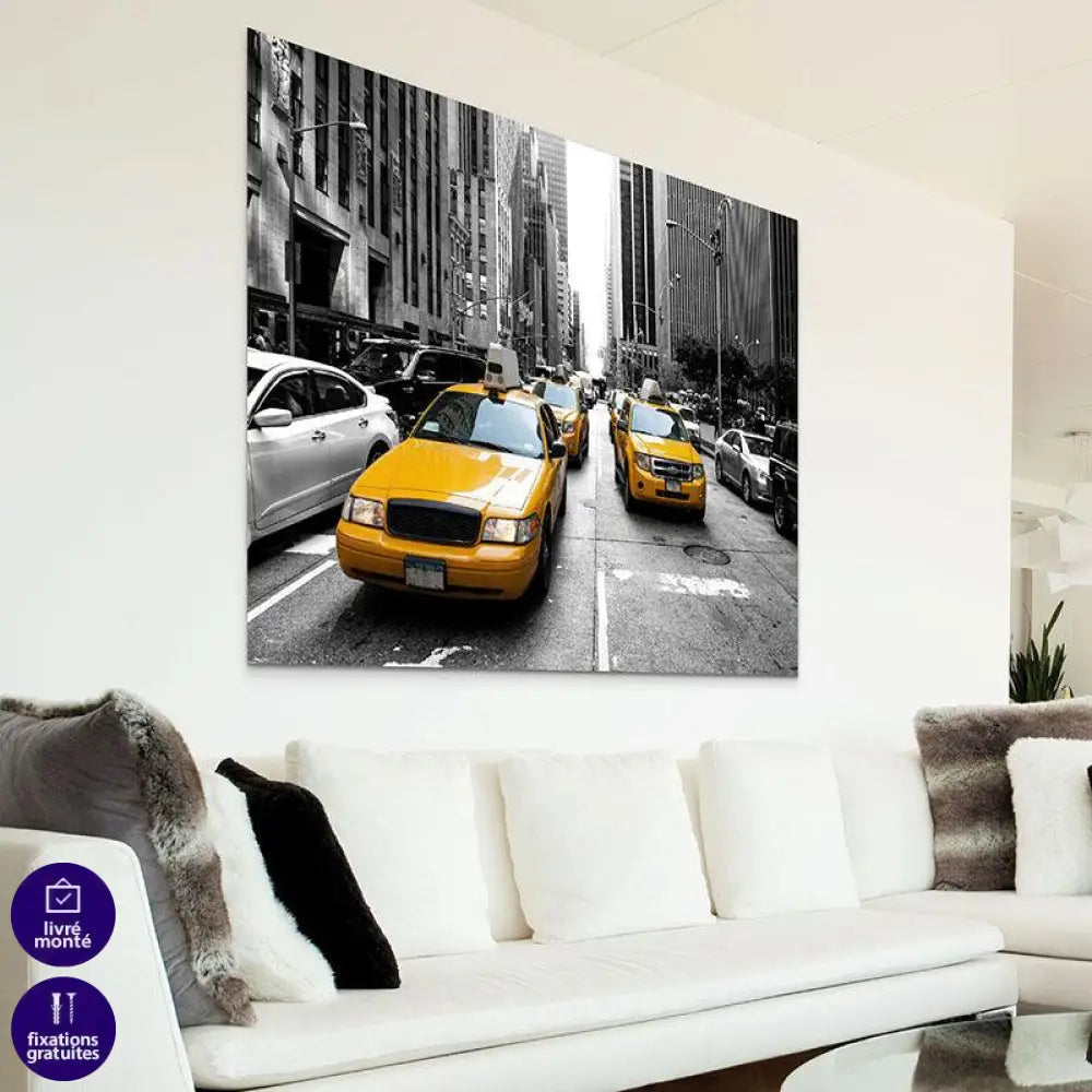 Tableau New York Noir et Blanc Taxi - Montableaudeco