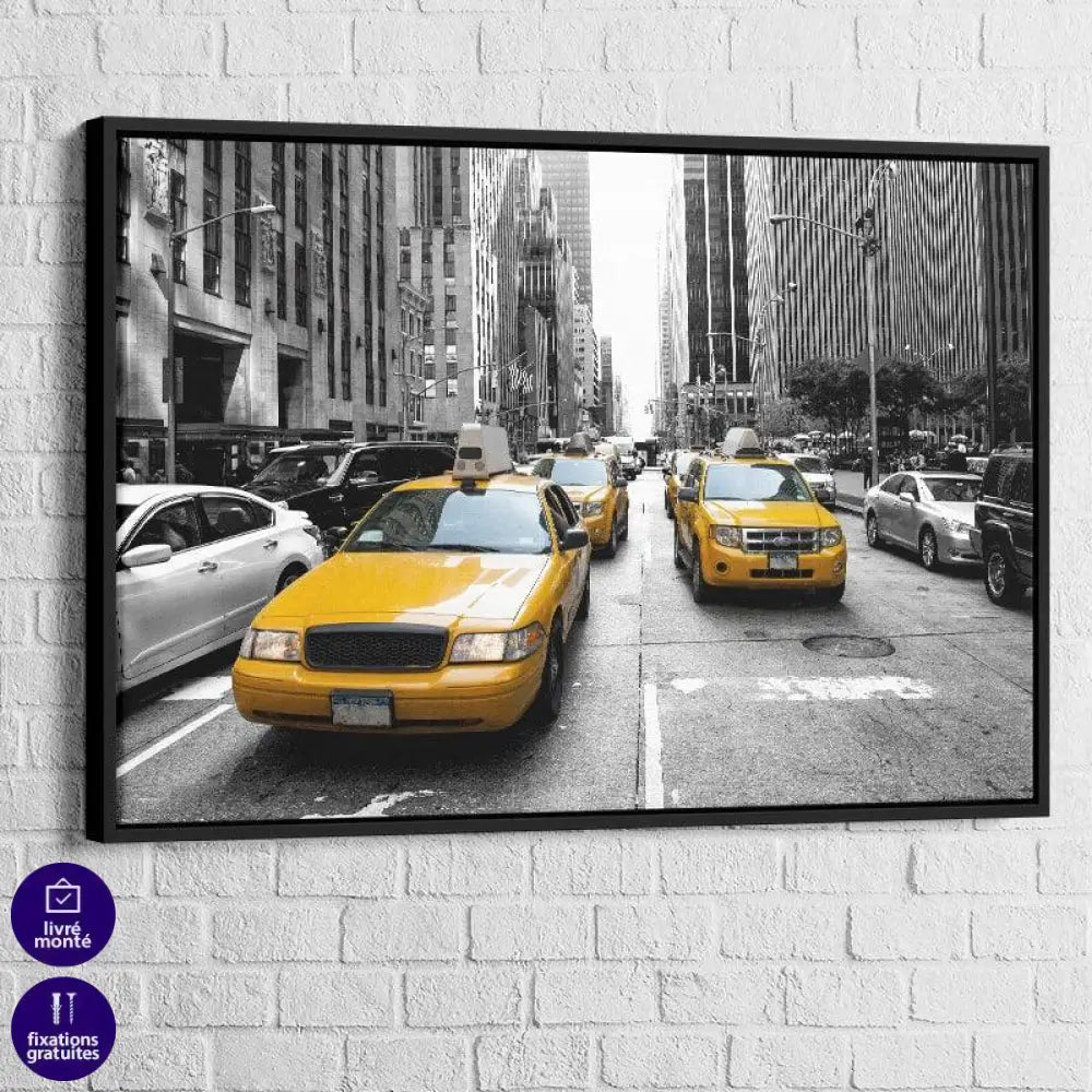 Tableau New York Noir et Blanc Taxi - Montableaudeco
