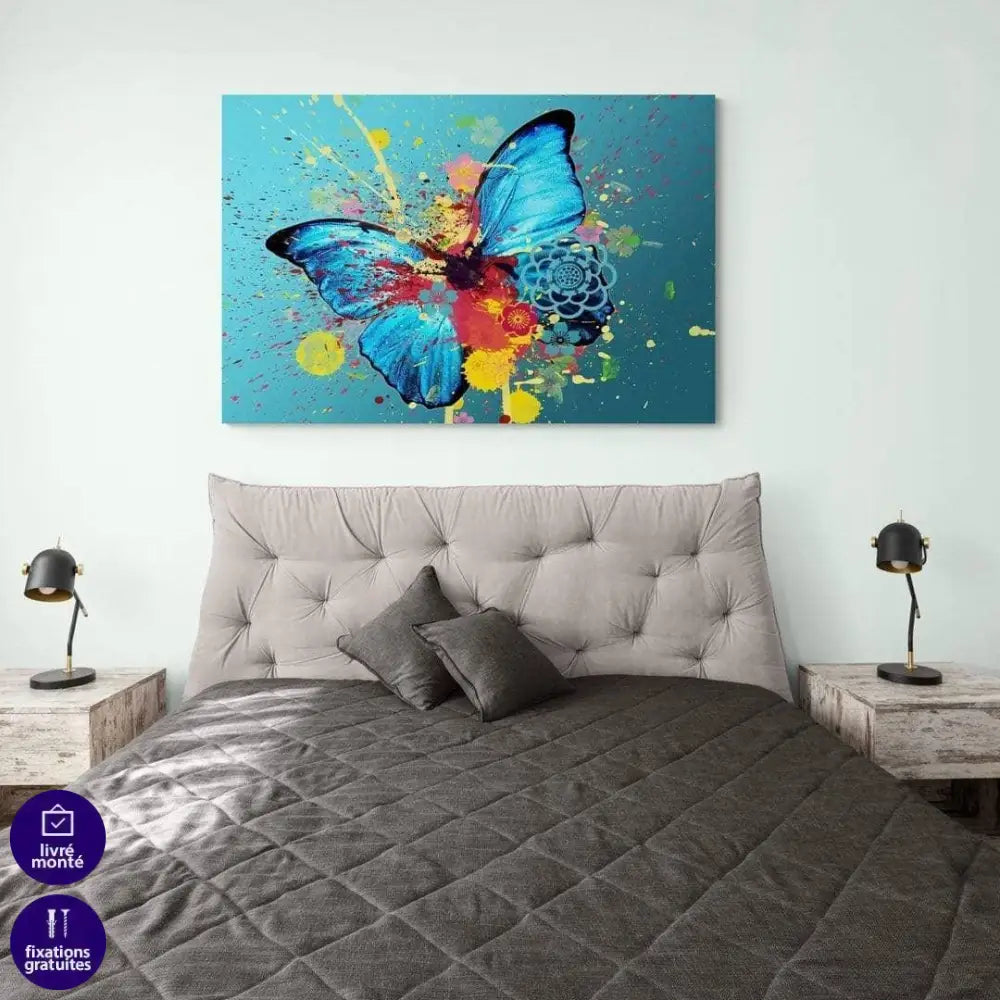 Tableau Papillon Bleu Graffiti - Montableaudeco