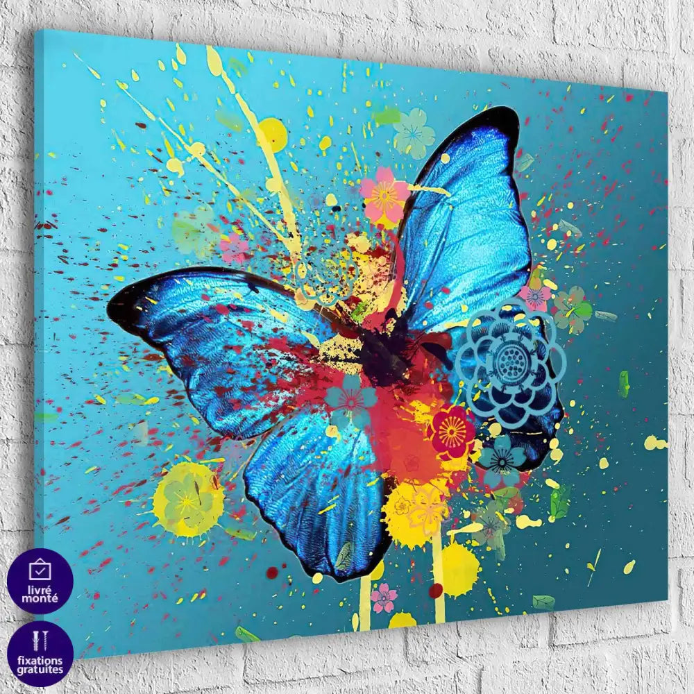 Tableau Papillon Bleu Graffiti - Montableaudeco