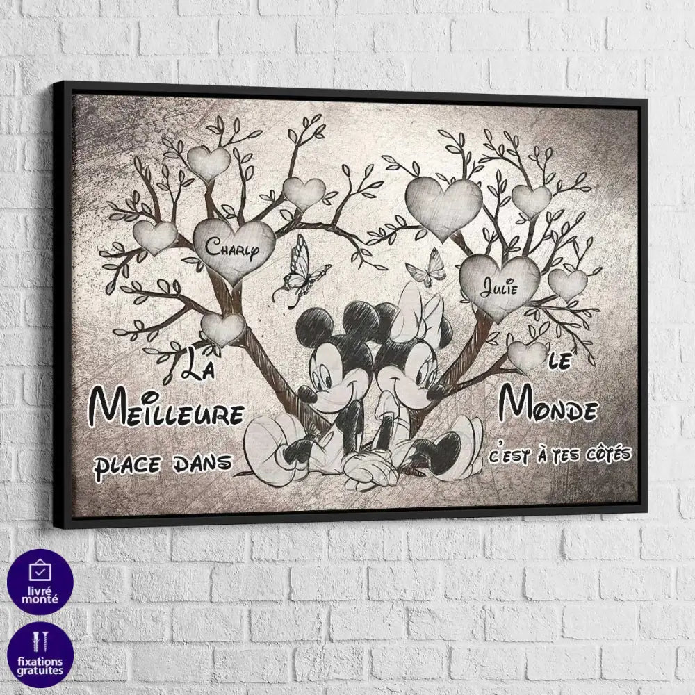 Tableau Personnalisé Amour Mickey Minnie - Montableaudeco