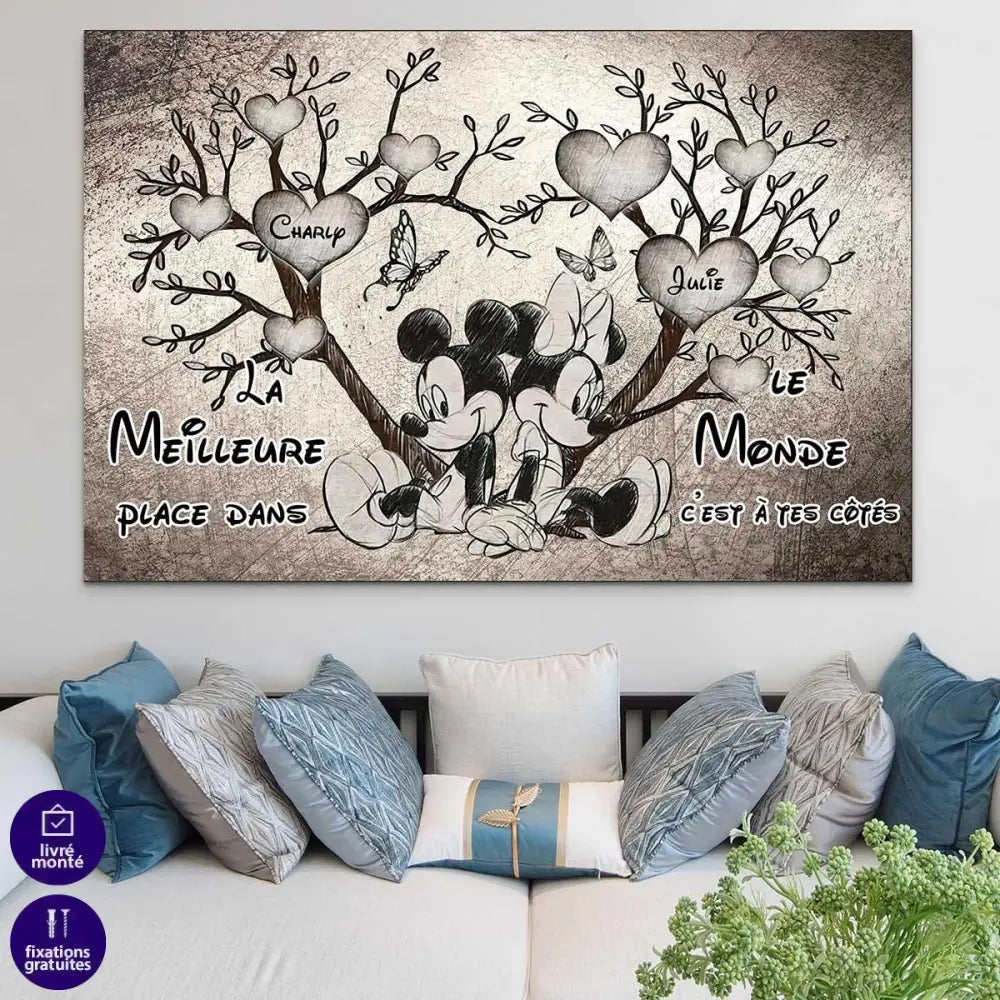 Tableau Personnalisé Amour Mickey Minnie - Montableaudeco