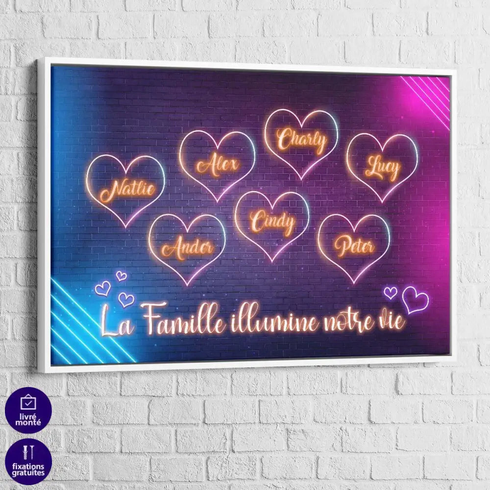 Tableau Personnalisé Famille Néon - Montableaudeco