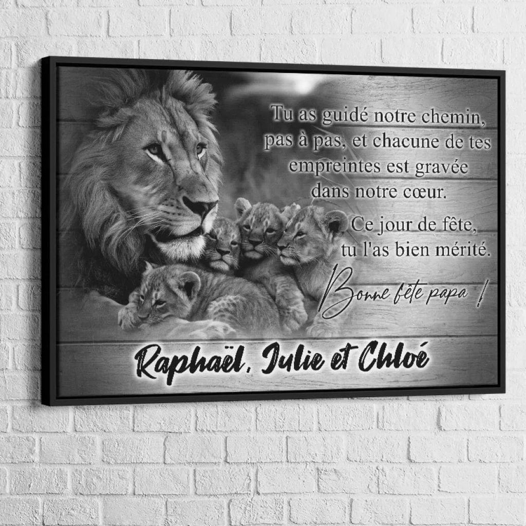 Tableau Personnalisé Papa 40x60cm / Cadre noir Toile Imprimée