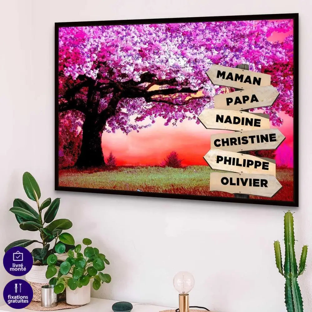 Tableau Personnalisé Prénoms Cerisier - Montableaudeco