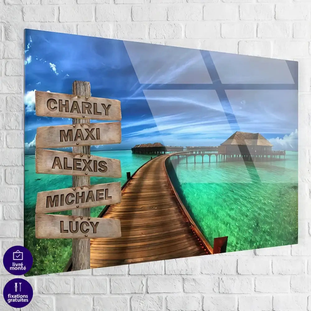 Tableau Personnalisé Prénoms Chemin de Vie 40x60cm / Plexiglas Toile Imprimée