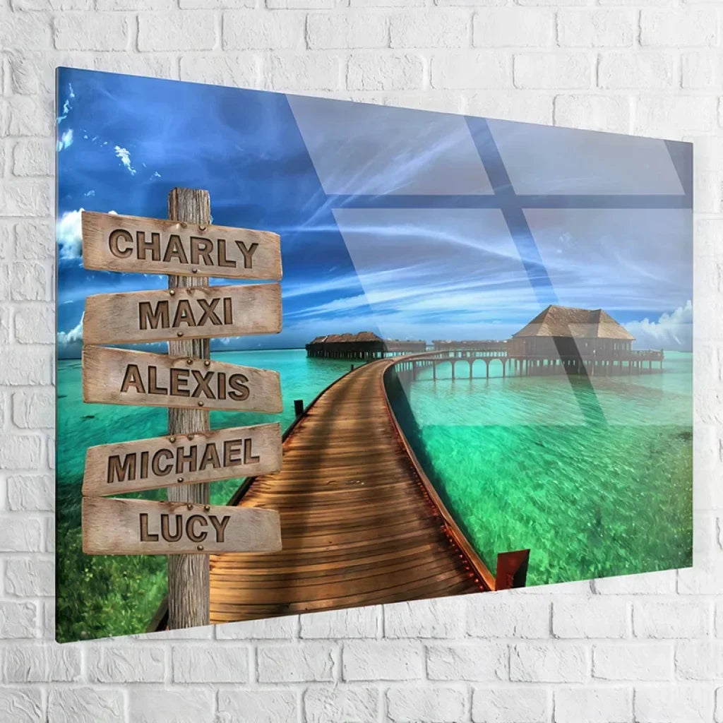 Tableau Personnalisé Prénoms Chemin de Vie 40x60cm / Plexiglas Toile Imprimée