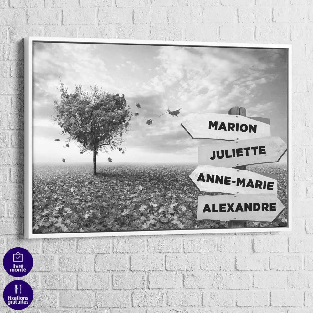 Tableau Personnalisé Prénoms Cœur Rouge - Montableaudeco