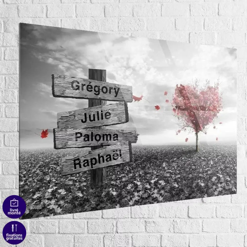 Tableau Personnalisé Prénoms Cœur Rouge - Montableaudeco