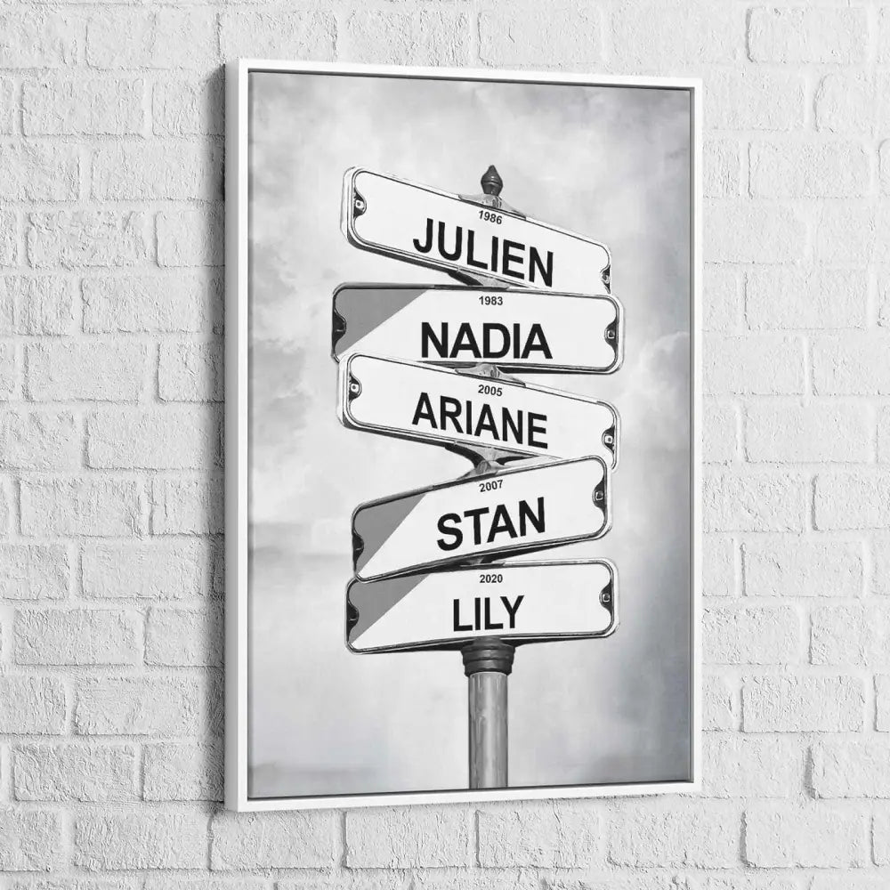 Tableau Personnalisé Prénoms Intersection Vintage - Montableaudeco