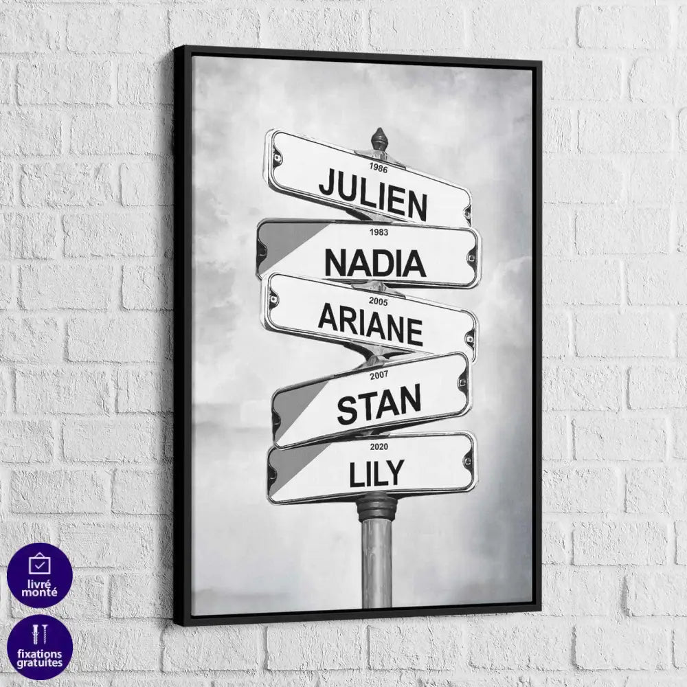 Tableau Personnalisé Prénoms Intersection Vintage - Montableaudeco