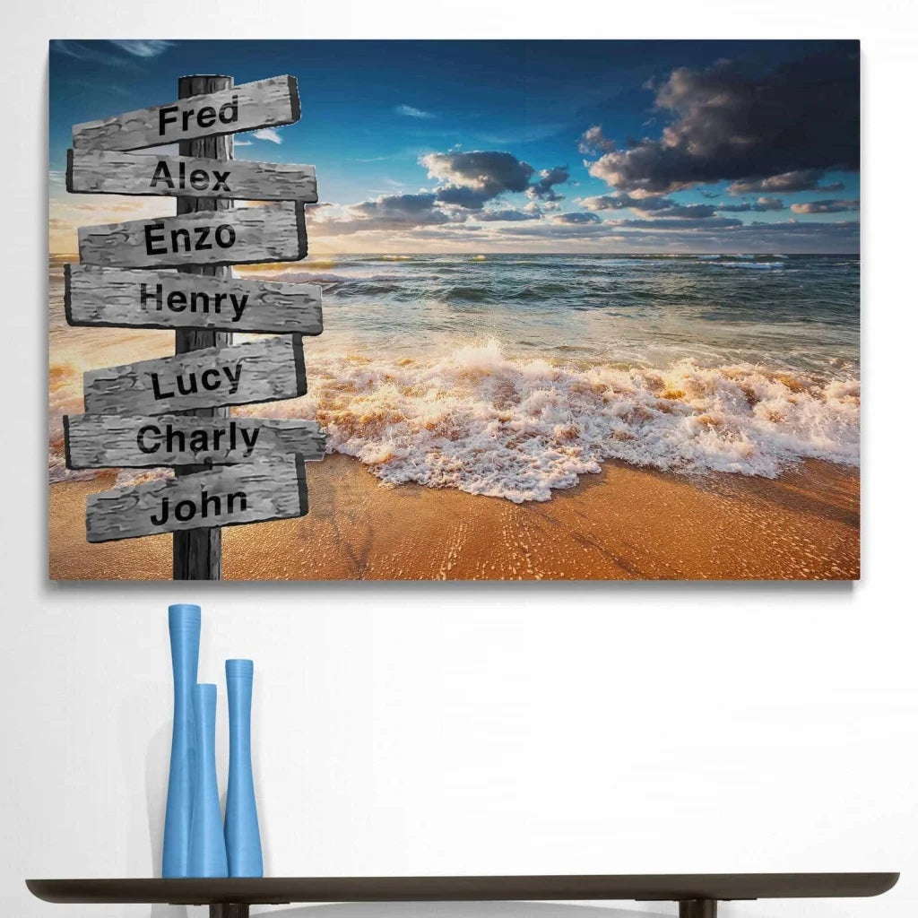 Tableau Personnalisé Prénoms Plage et Mer - Montableaudeco