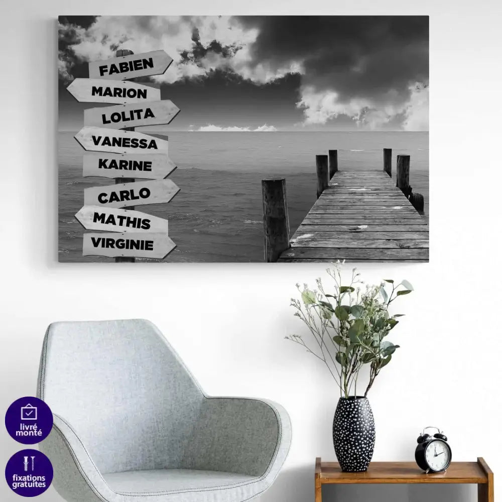 Tableau Personnalisé Prénoms Ponton sur Mer - Montableaudeco