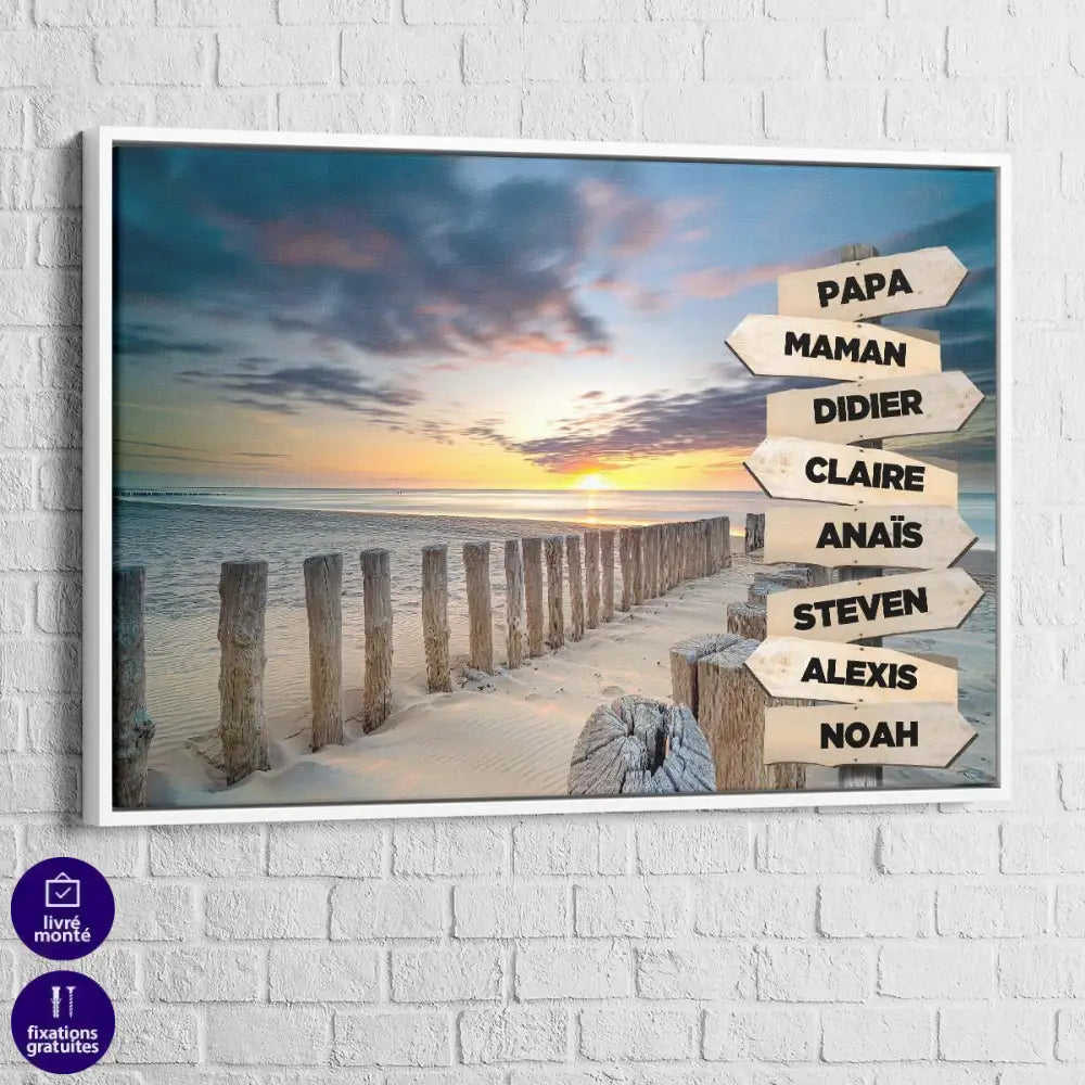 Tableau Personnalisé Prénoms Sable Blanc - Montableaudeco