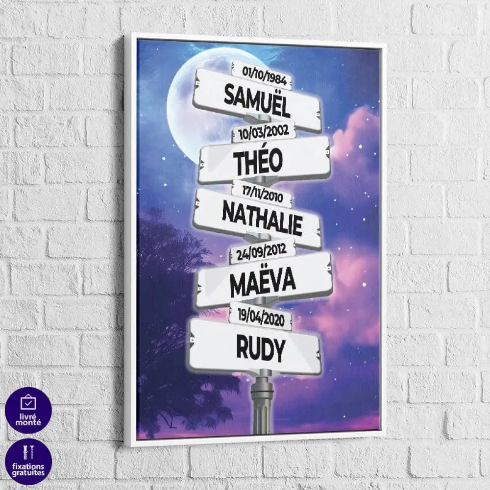 Tableau Personnalisé Prénoms Sous la lune - Montableaudeco