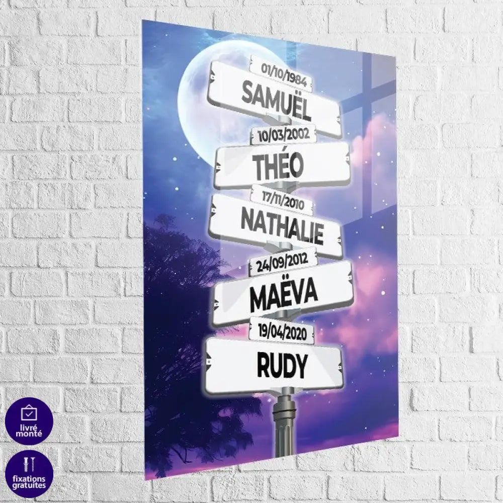 Tableau Personnalisé Prénoms Sous la lune - Montableaudeco