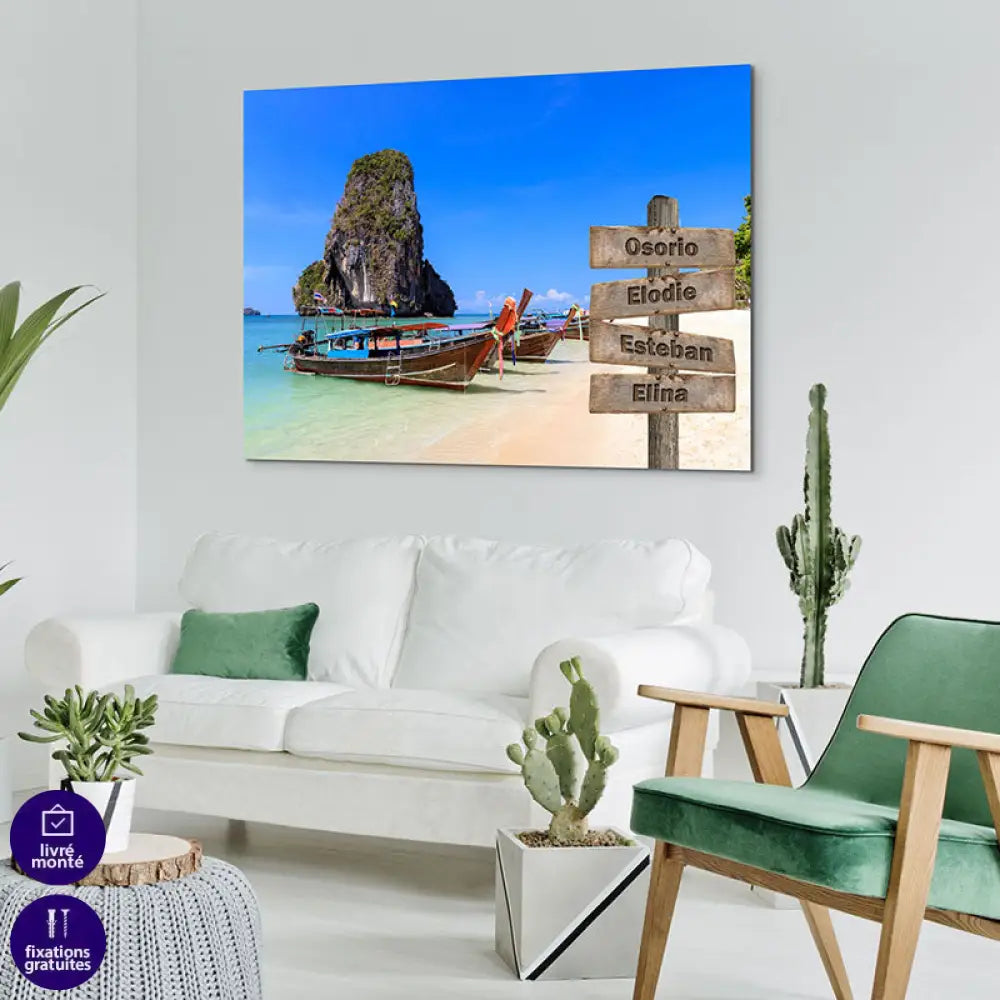 Tableau Personnalisé Prénoms Thailande Toile Imprimée