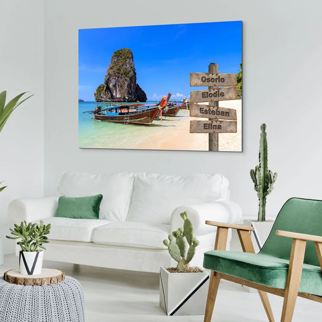Tableau Personnalisé Prénoms Thailande Toile Imprimée