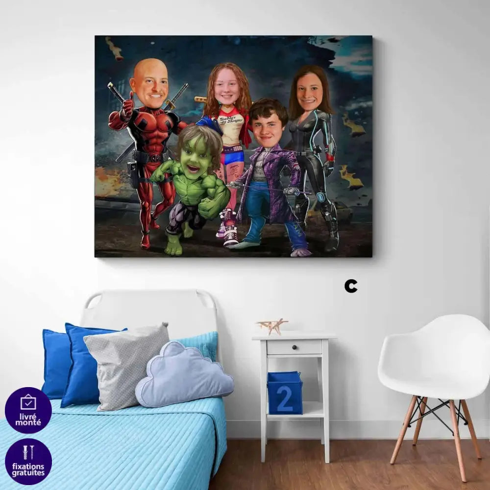 Tableau Personnalisé | La Famille Super Héros| Offre de Bienvenue -20%