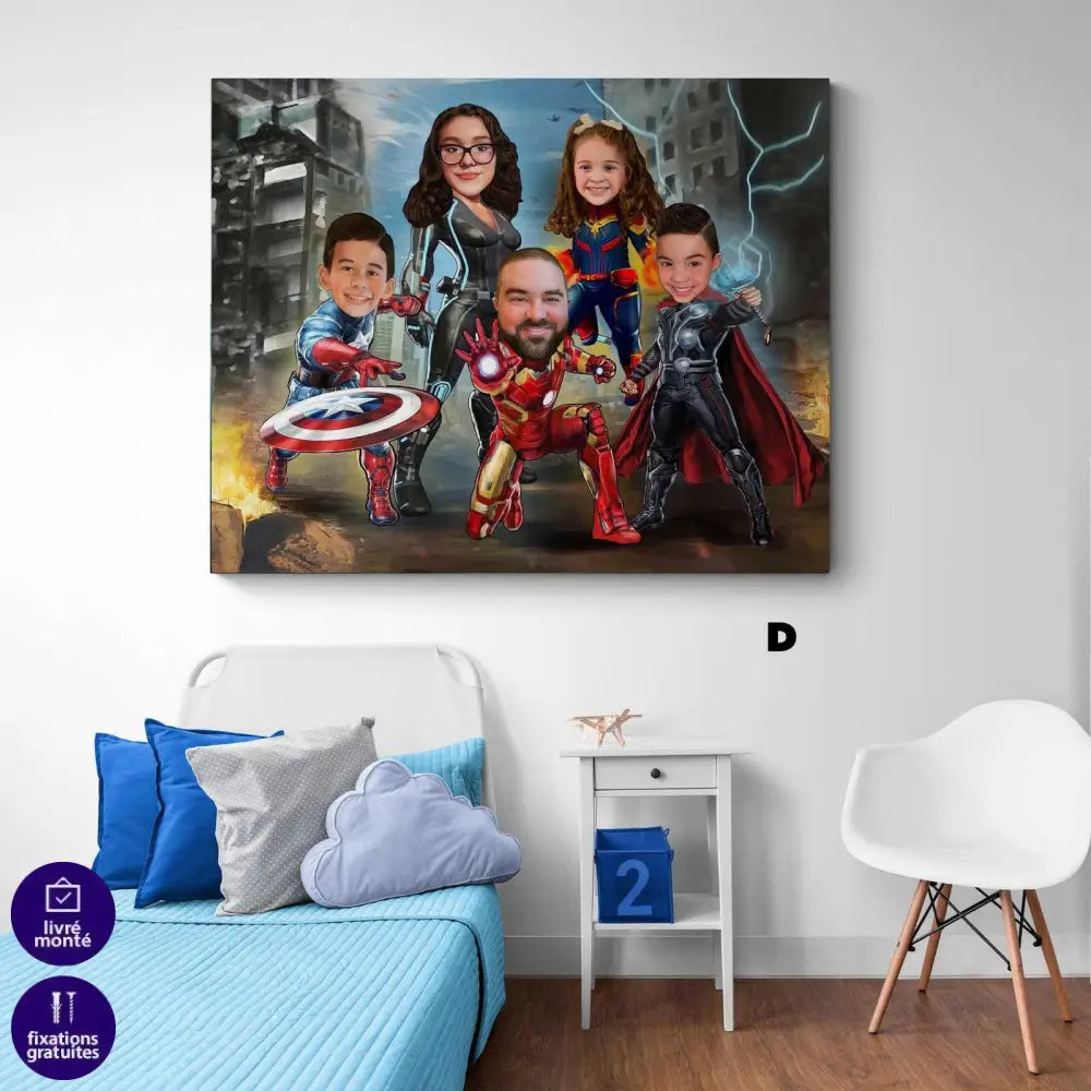Tableau Personnalisé | La Famille Super Héros| Offre de Bienvenue -20%