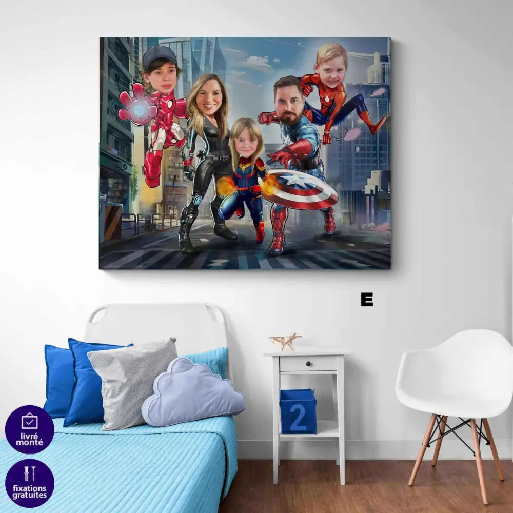 Tableau Personnalisé | La Famille Super Héros| Offre de Bienvenue -20%