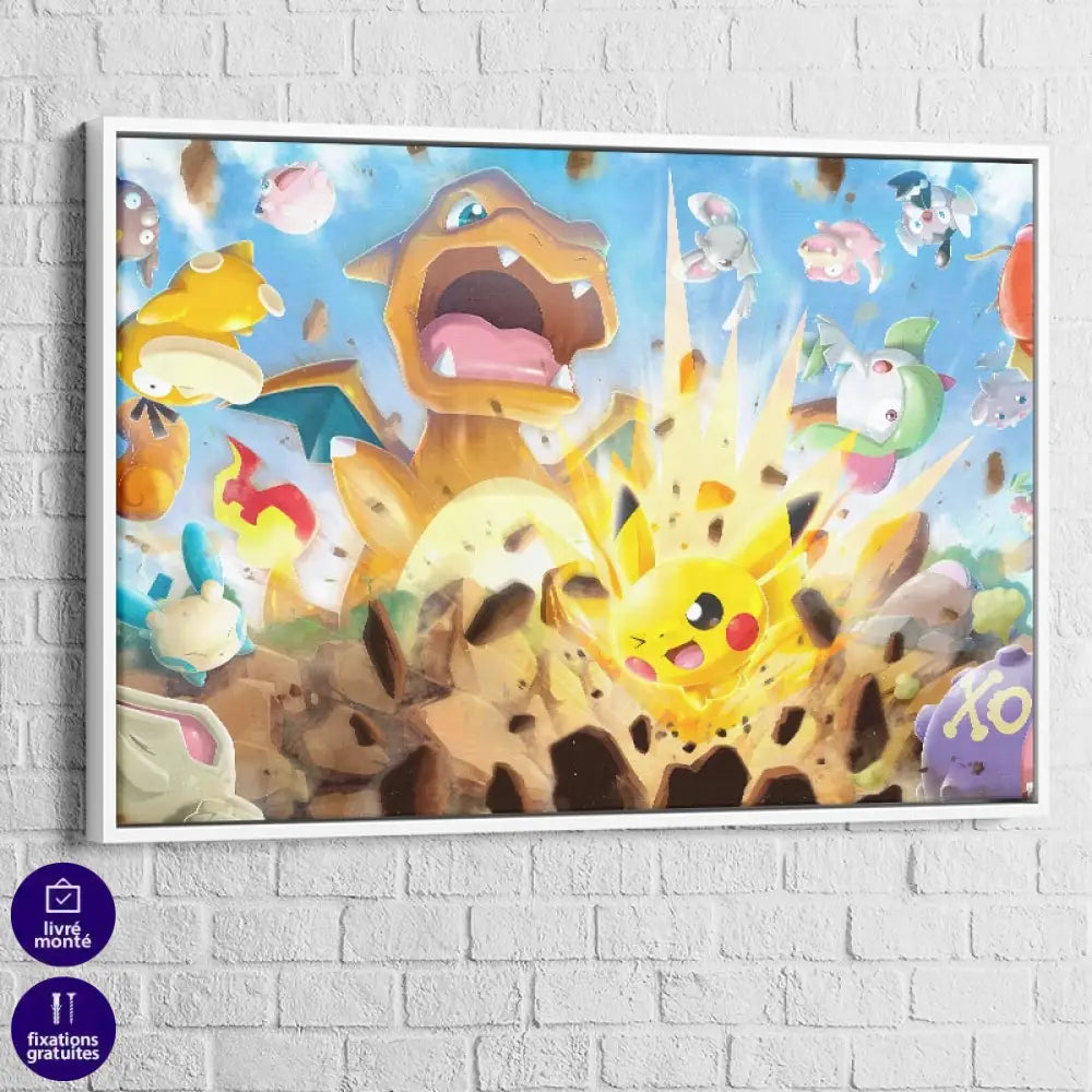 tableau mural pop culture pokémon cadre blanc