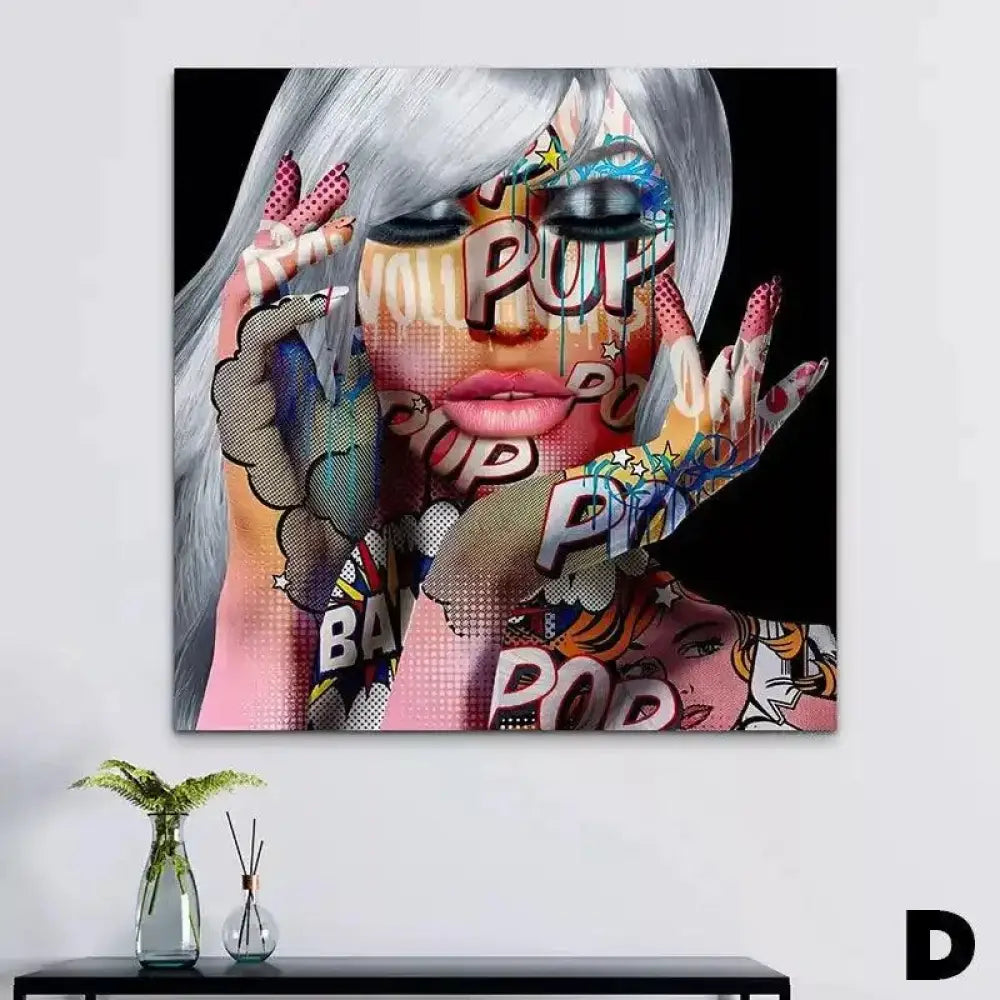 Tableau Pop Art Collection de Femmes Tatouées Flashy et Colorées - Montableaudeco