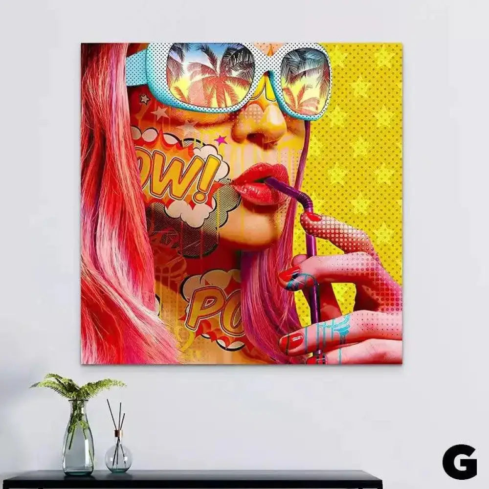 Tableau Pop Art Collection de Femmes Tatouées Flashy et Colorées - Montableaudeco
