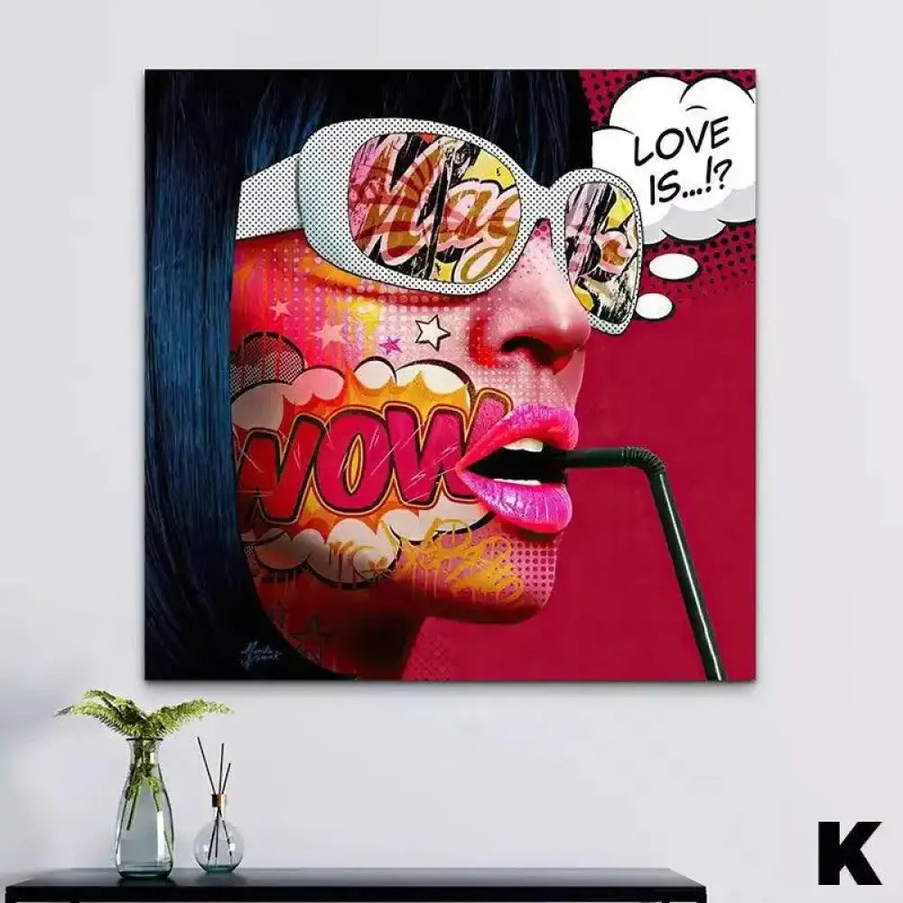 Tableau Pop Art Collection de Femmes Tatouées Flashy et Colorées - Montableaudeco