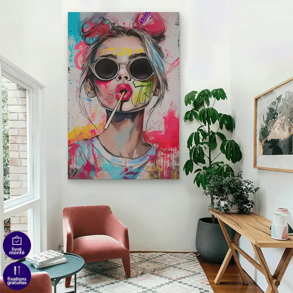 Portrait moderne style graffiti urbain et coloré