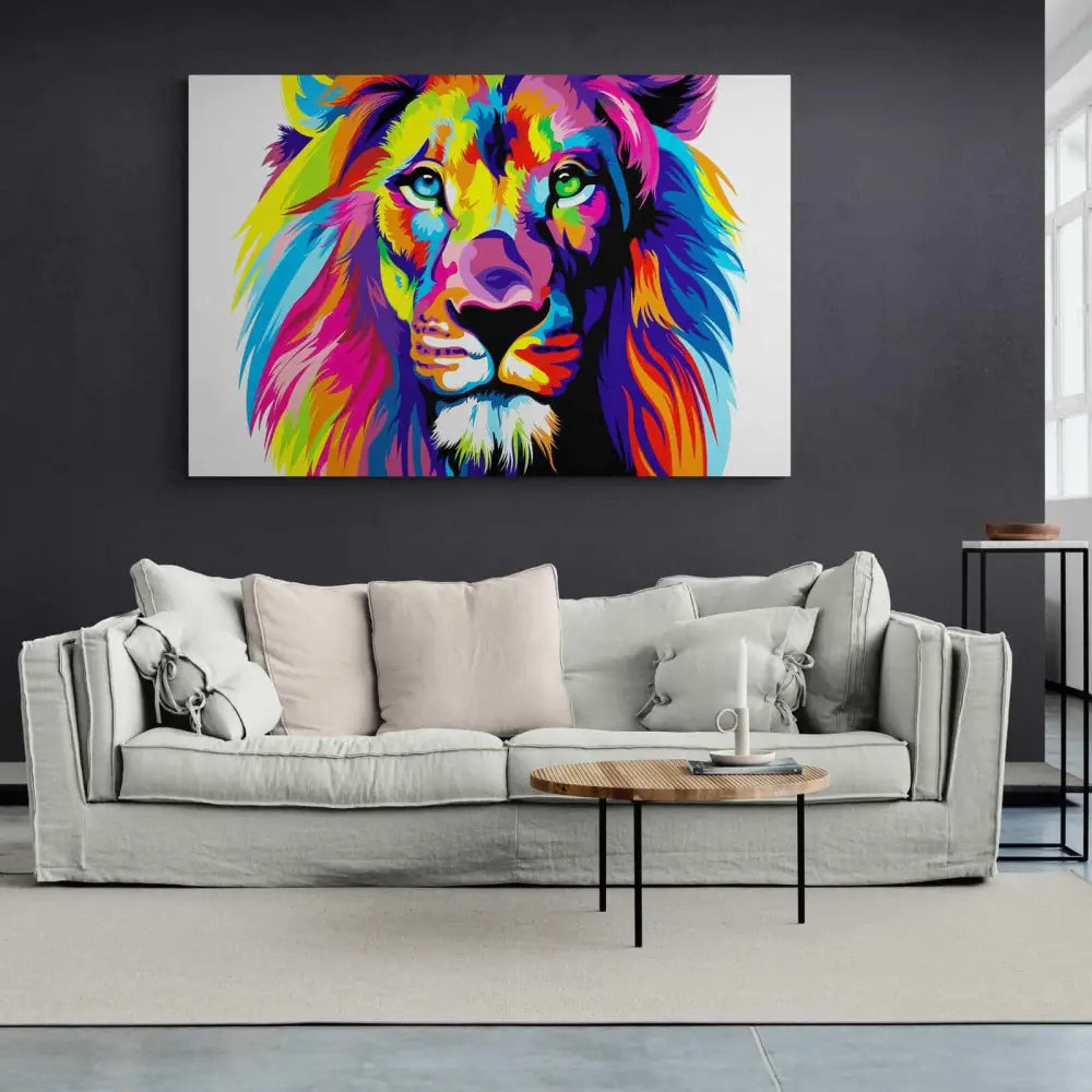 Tableau Pop Art Lion Coloré - Montableaudeco