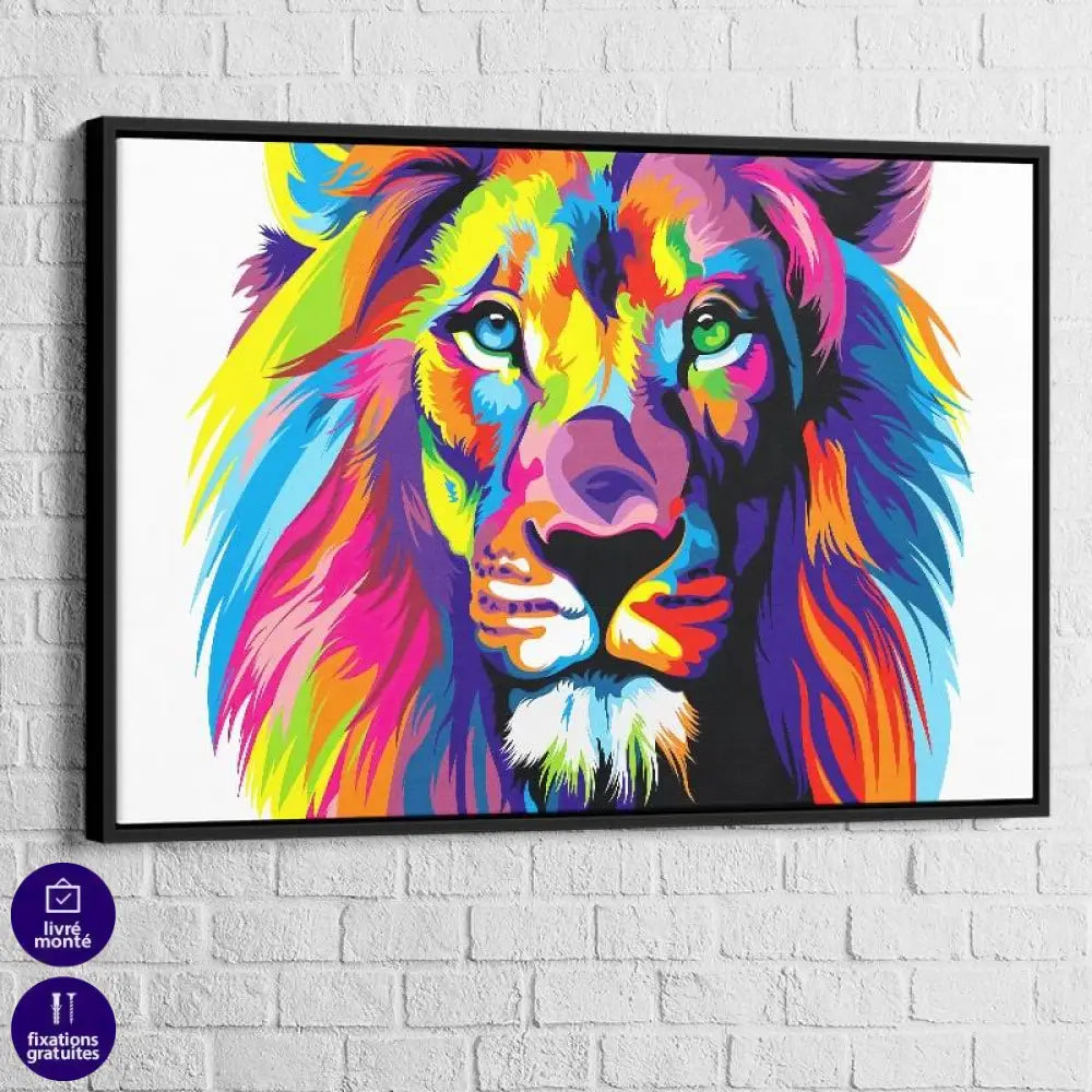 Tableau Pop Art Lion Coloré - Montableaudeco