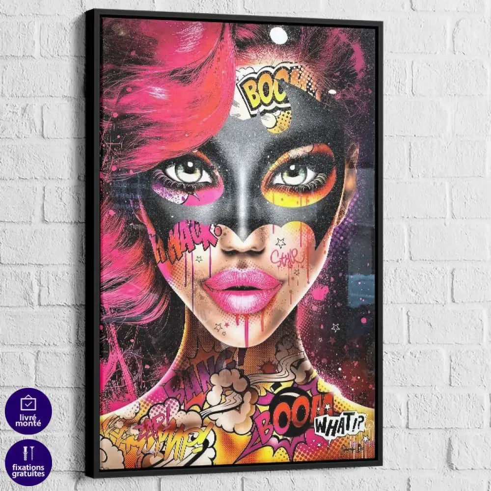 Tableau Pop Art Wonder Pop Cadre noir