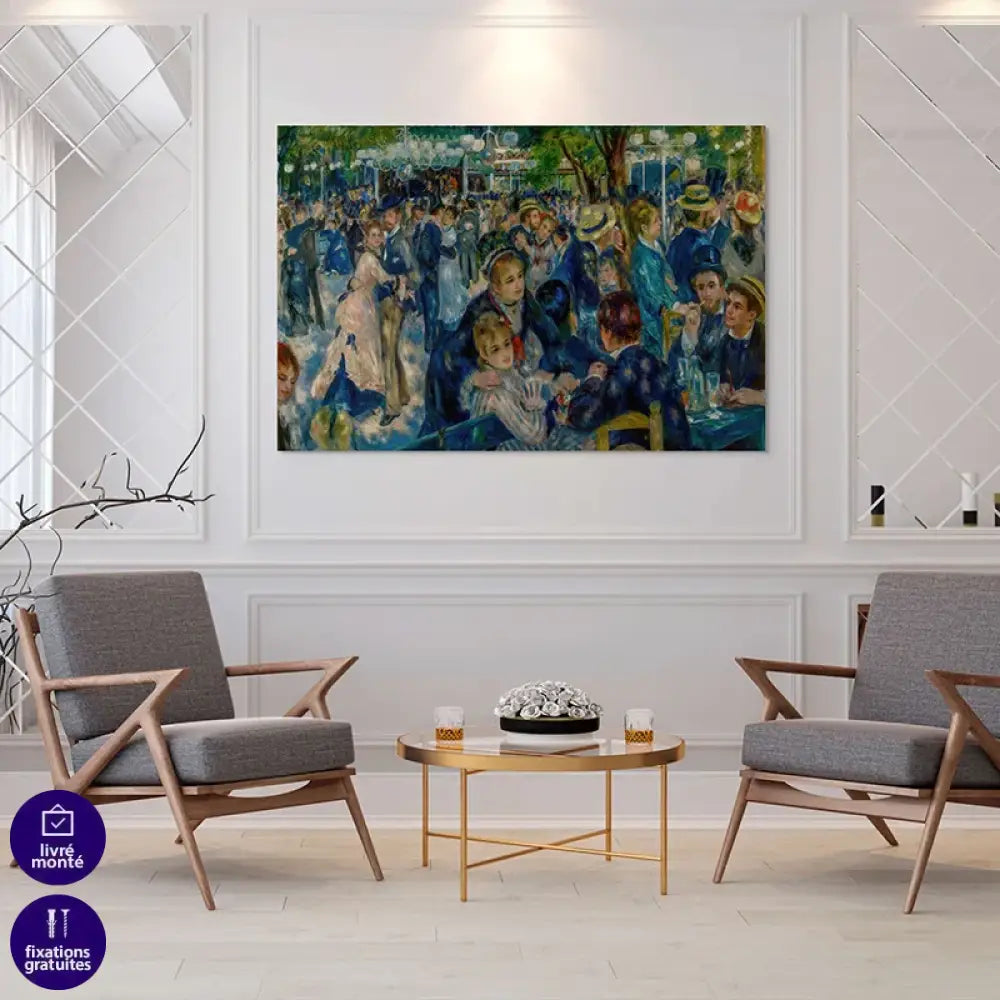 Toile tendue sur châssis, tableau Renoir Bal du Moulin de la Galette, prête à accrocher