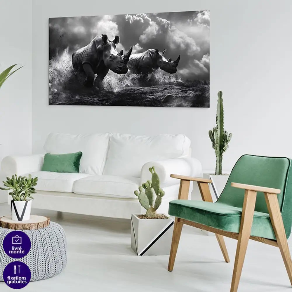 Tableau Rhinocéros La Charge