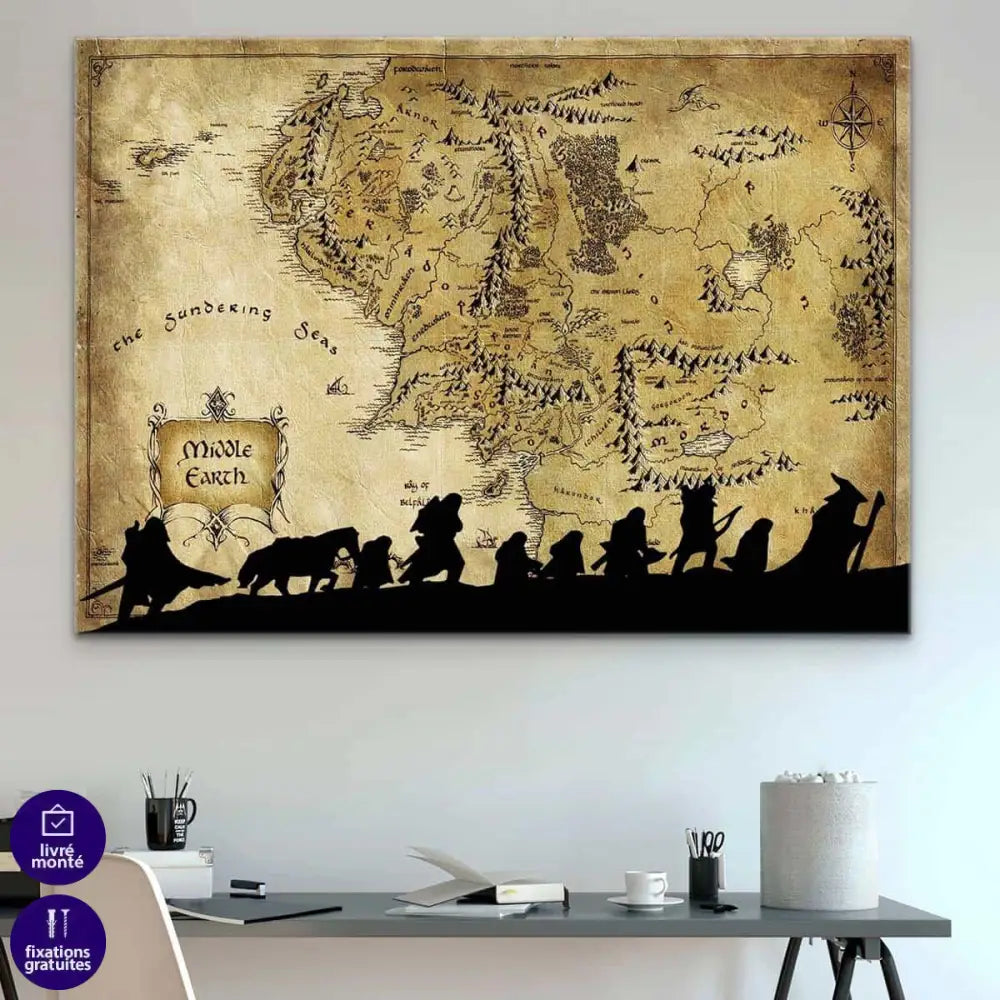 Tableau Seigneur des Anneaux La Map - Montableaudeco