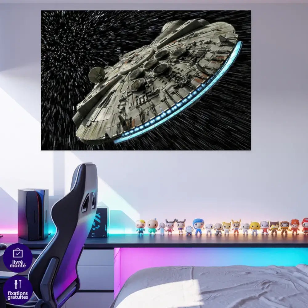 Grand format XXL Tableau Star Wars Faucon Millénium déco salon
