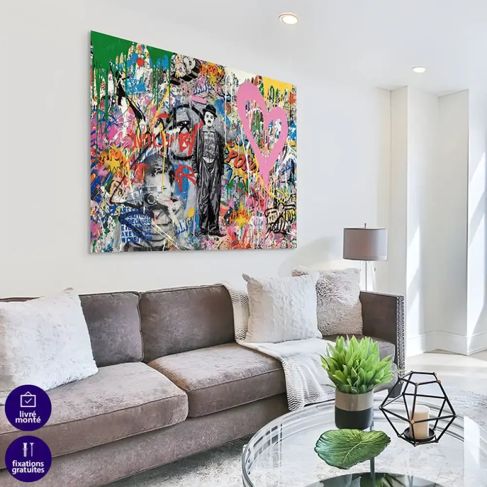 tableau décoration murale cœur rose urbain