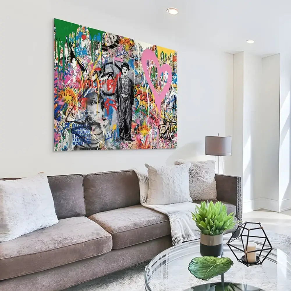 tableau décoration murale cœur rose urbain