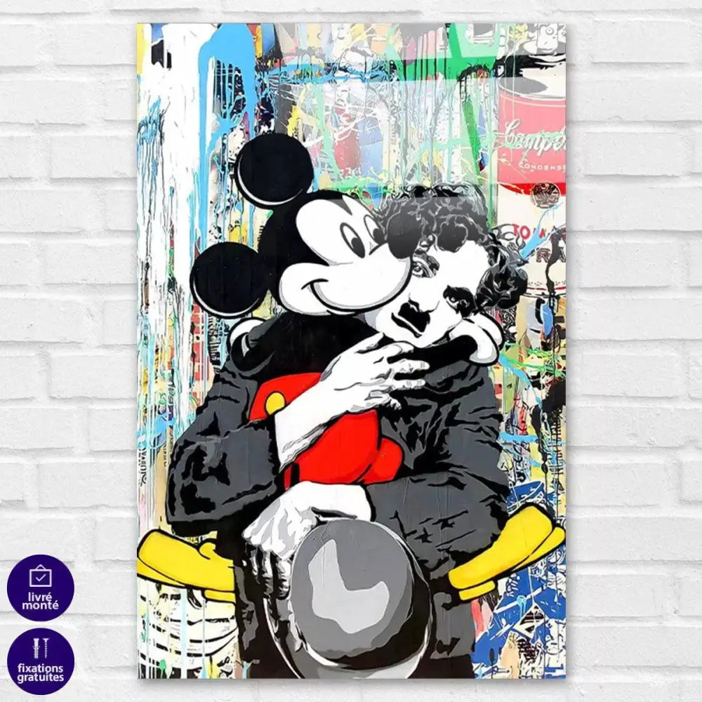 Tableau Street Art Charlie Chaplin et Mickey Mouse - Montableaudeco