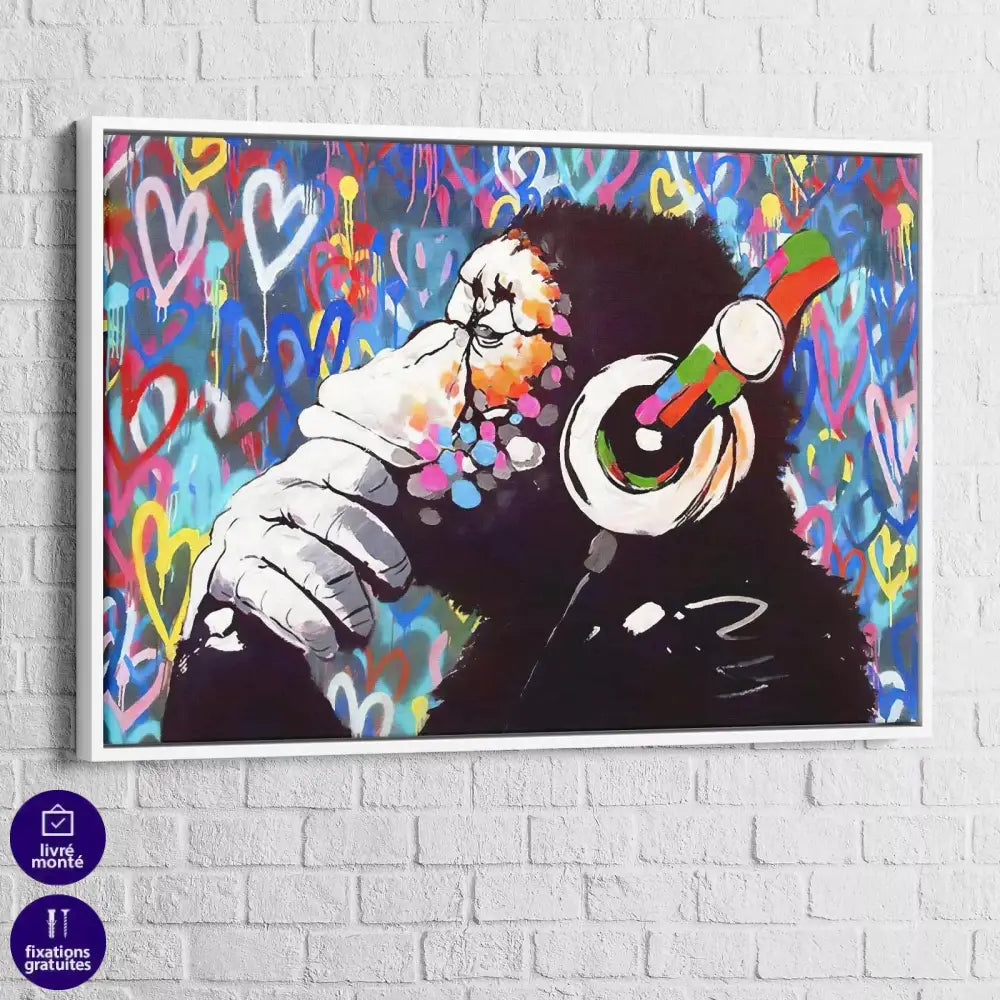 Tableau Street Art DJ Monkey - Montableaudeco