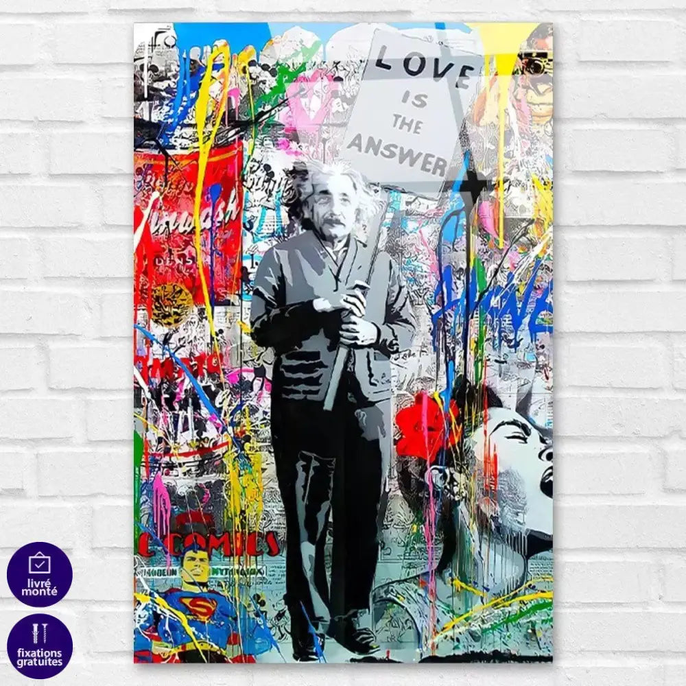 Tableau Street Art Einstein L'amour est la Réponse - Montableaudeco