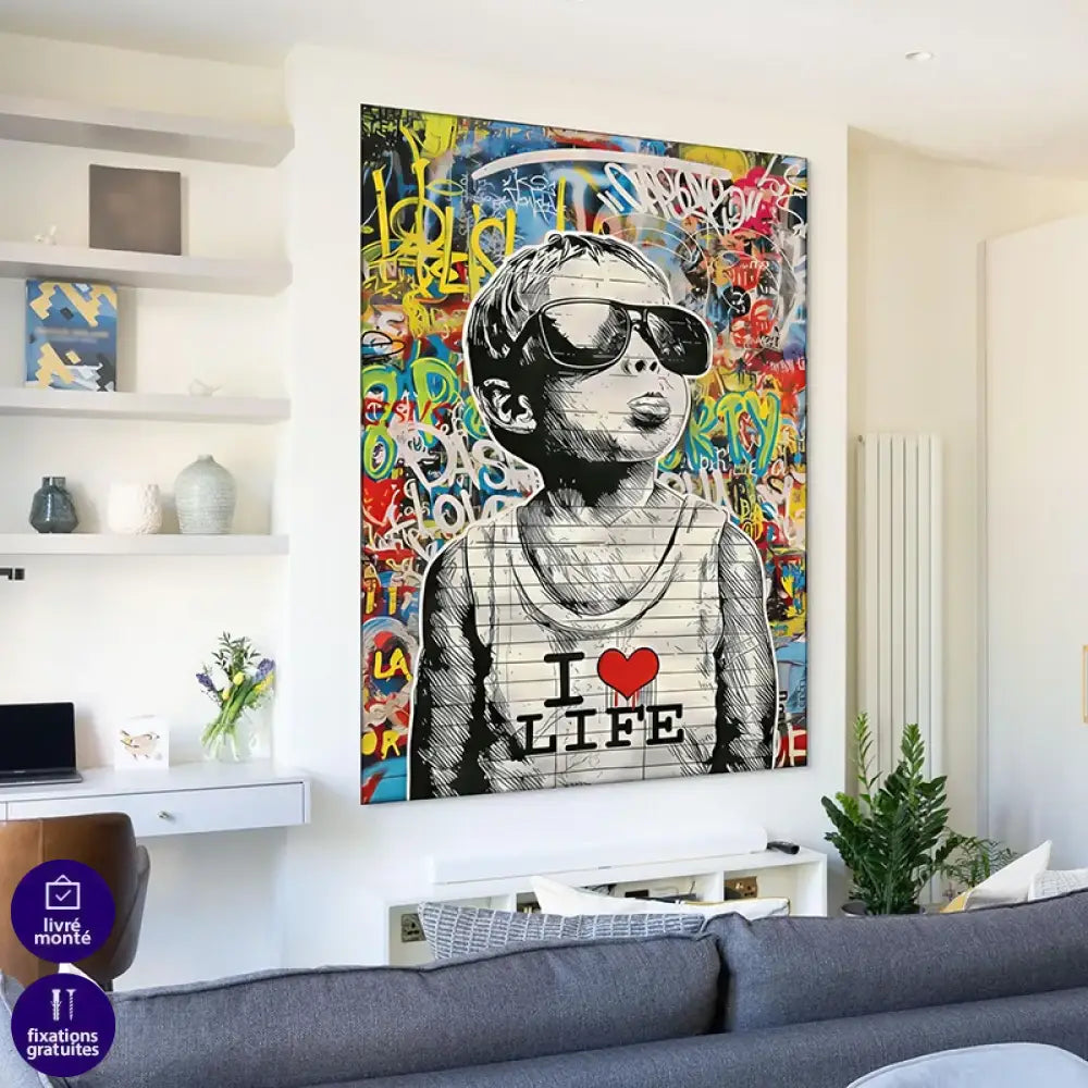 Tableau graffiti pop art enfant cool art urbain décoratif