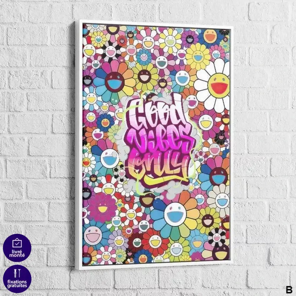 Tableau Street Art Graffiti Good Vibes - Montableaudeco