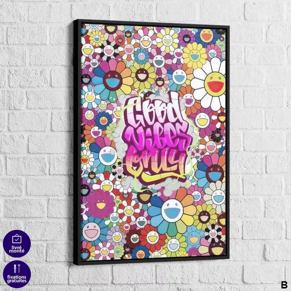 Tableau Street Art Graffiti Good Vibes - Montableaudeco