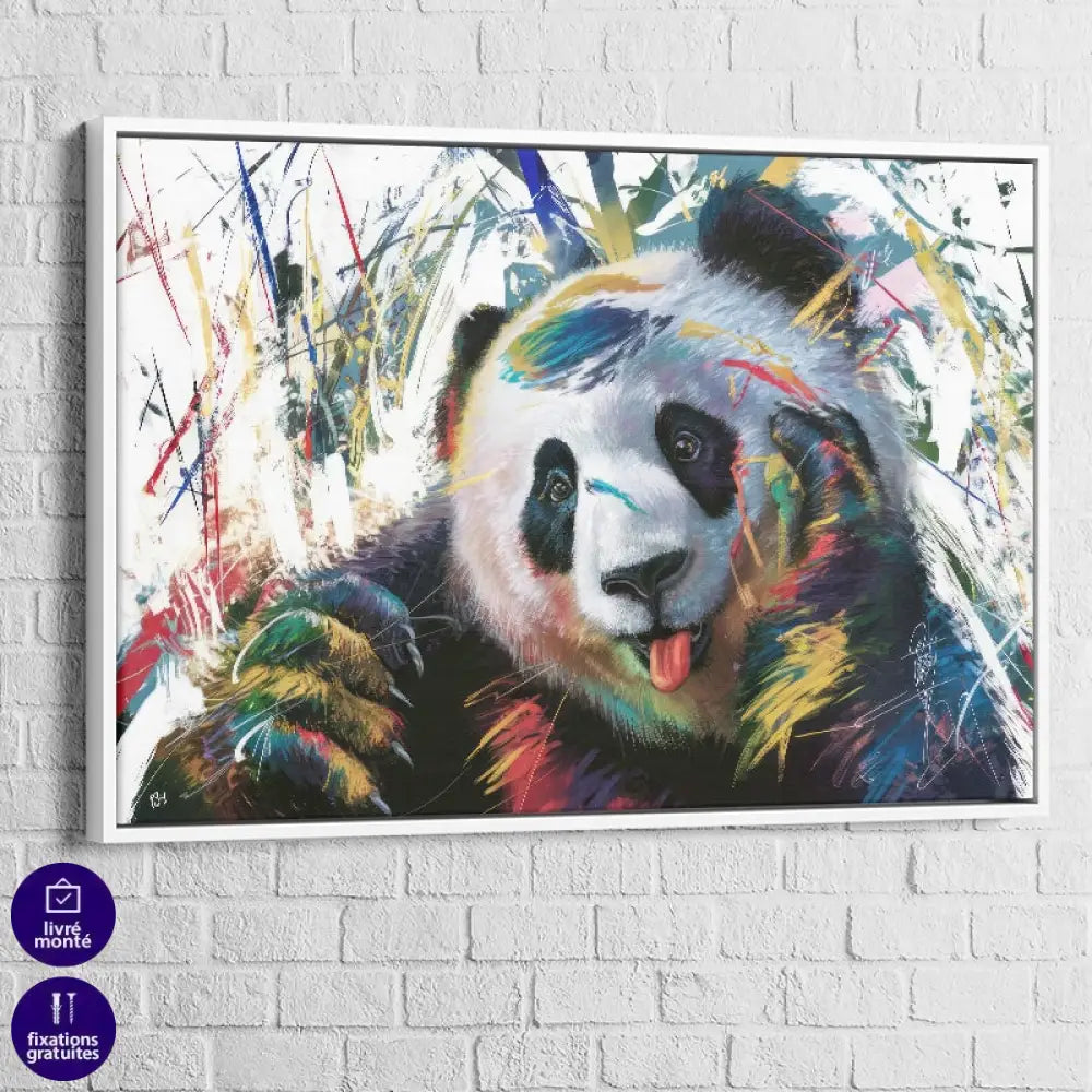 Tableau Street Art Jolie Panda 40x60cm / Cadre Blanc Tableau Street Art