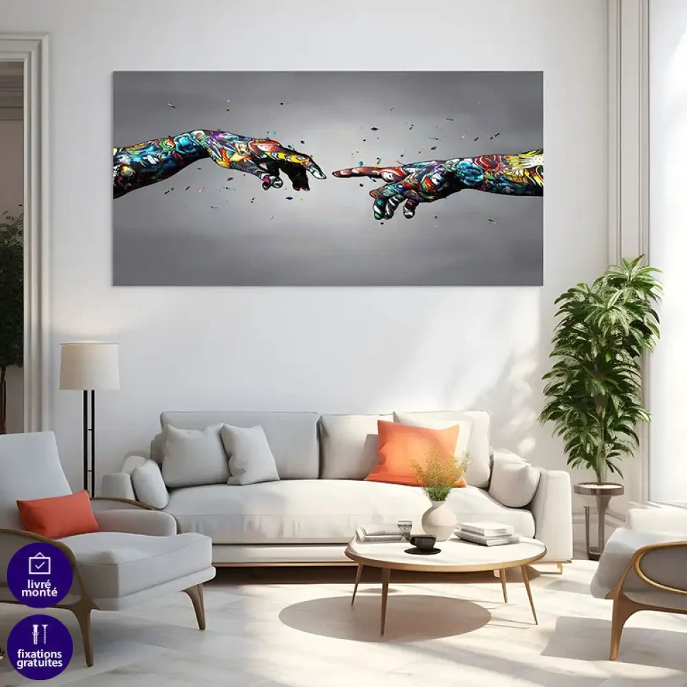 Tableau Street Art – La Création d’Adam Tableau Street Art